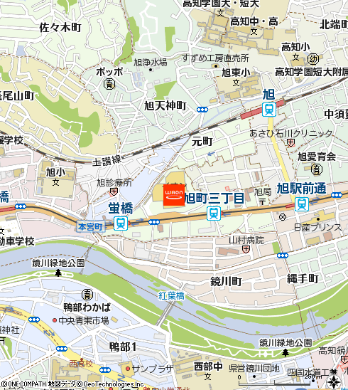 イオン高知旭町店付近の地図